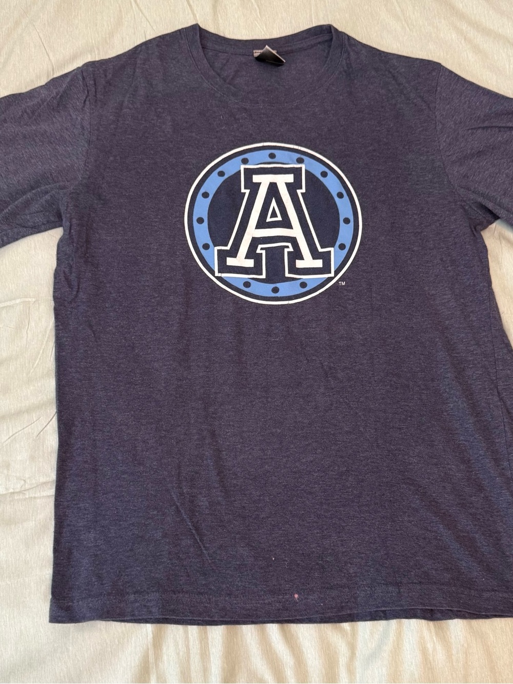Men's Navy Short Sleeve T-Shirt with Blue Letter A Graphic